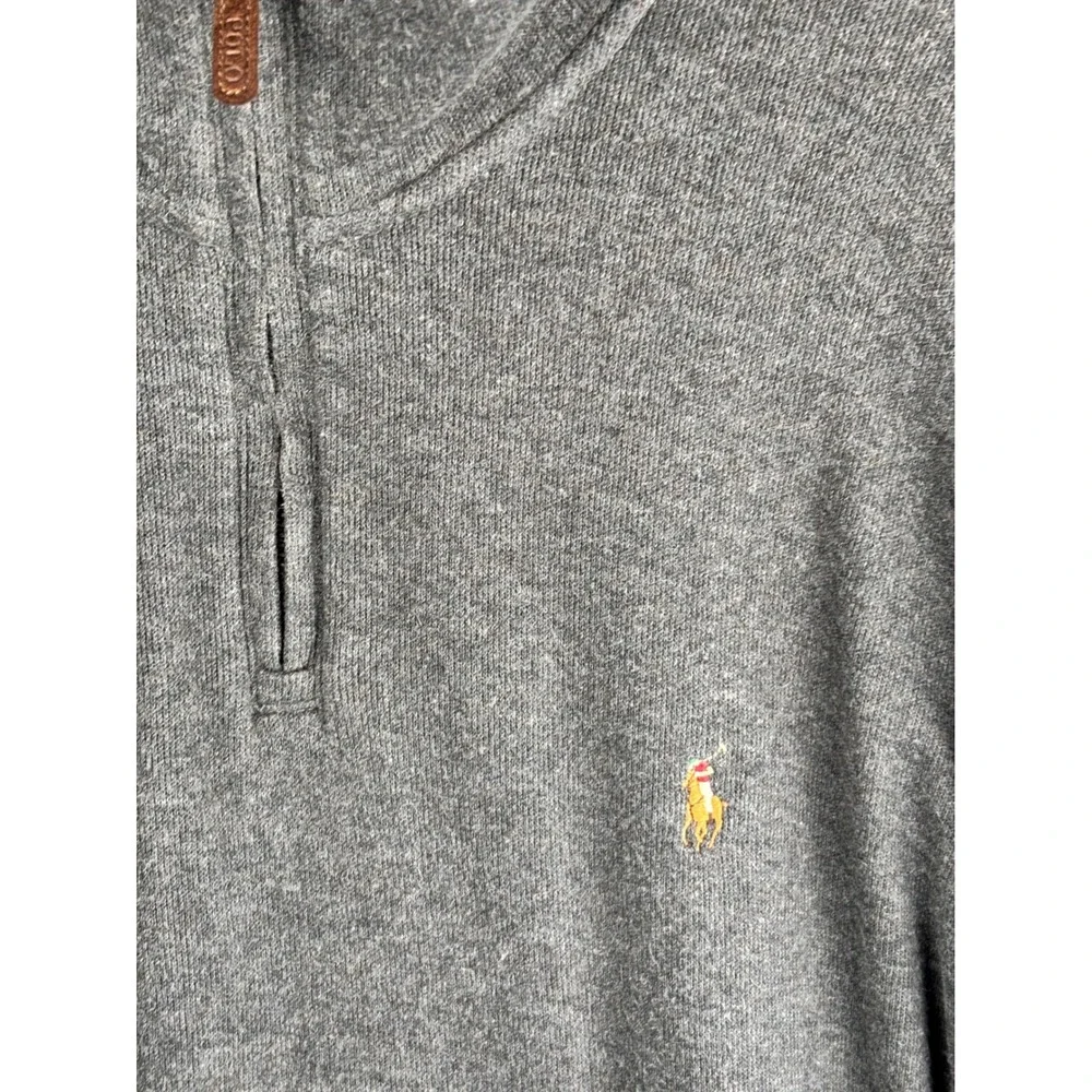 Polo Ralph Lauren Men's Gray Estate Rib Quarter Zip‎ Preppy Heritage Sweater XXL